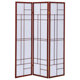 Katerina - 3-Panel Room Divider Folding Shoji Screen - Cherry
