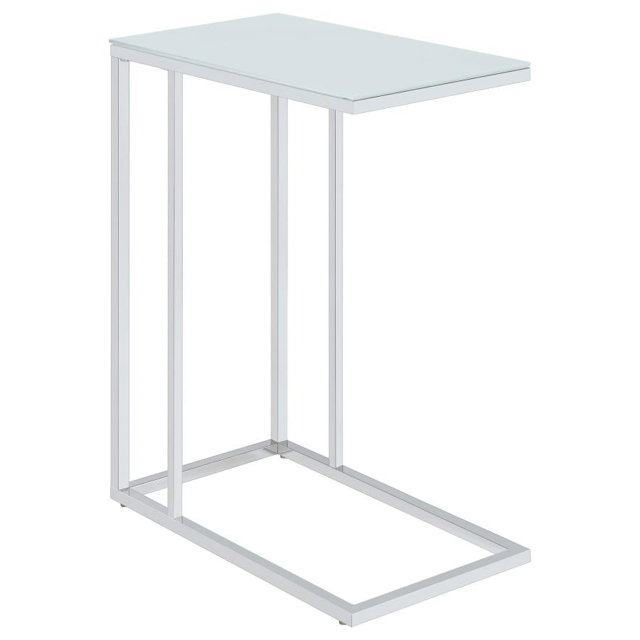 Stella - Glass Top C-Shaped Sofa Side Table - Chrome