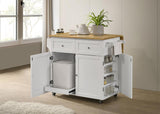 Jalen - 3 Door Mobile Kitchen Cart - Natural Brown And White