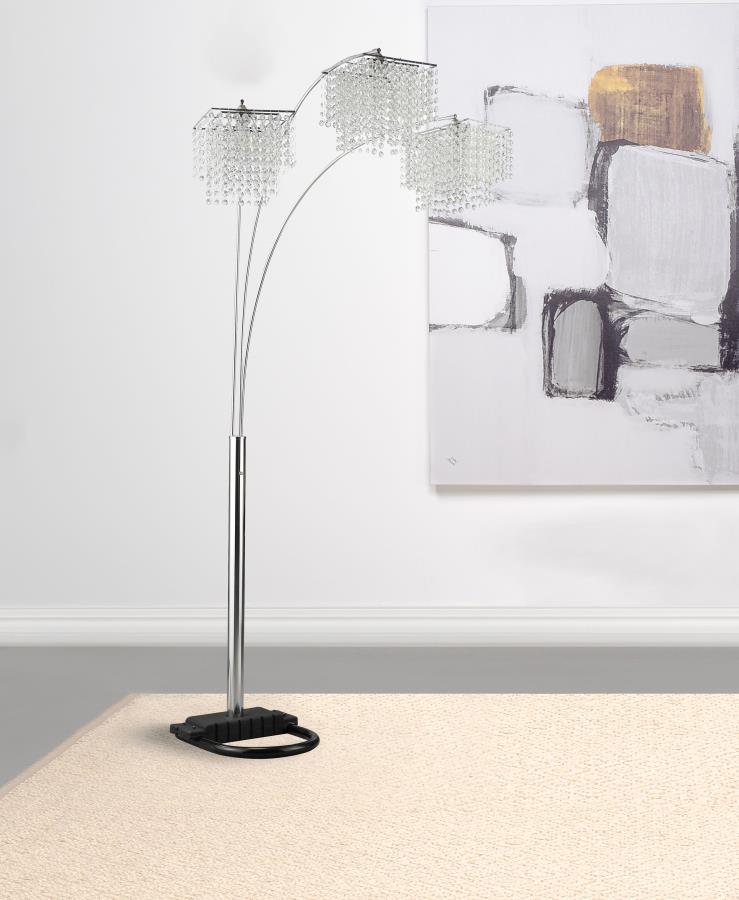 Miriam - Hanging Crystal Arc Floor Lamp - Chrome