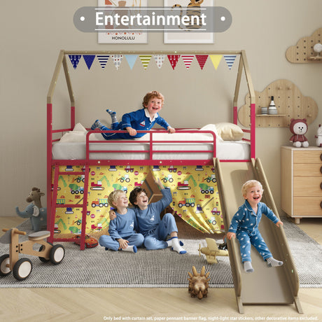 Jack - House Loft Bed With Slide And Curtain Set - view 44