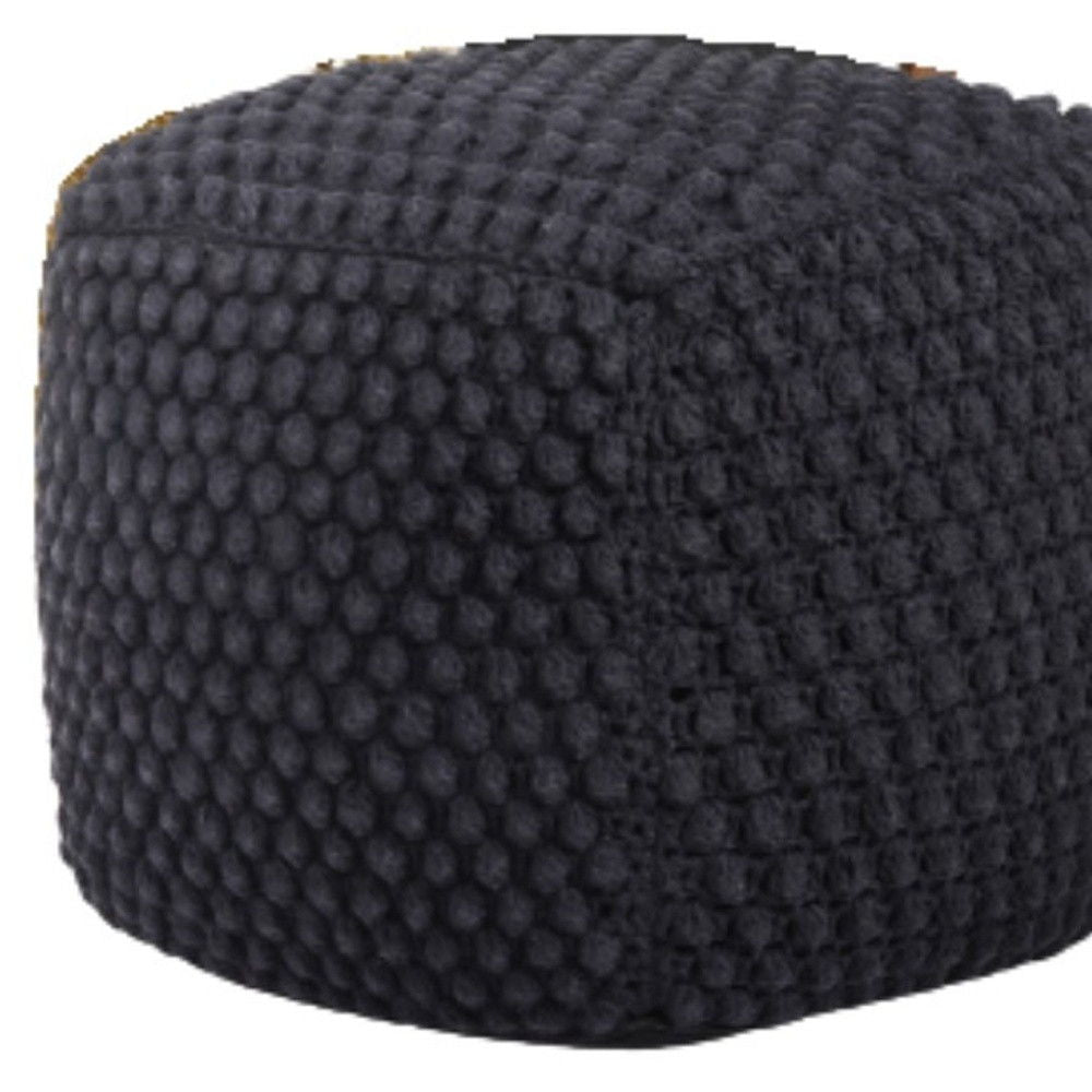 Cotton, Blend Pouf Ottoman - Black