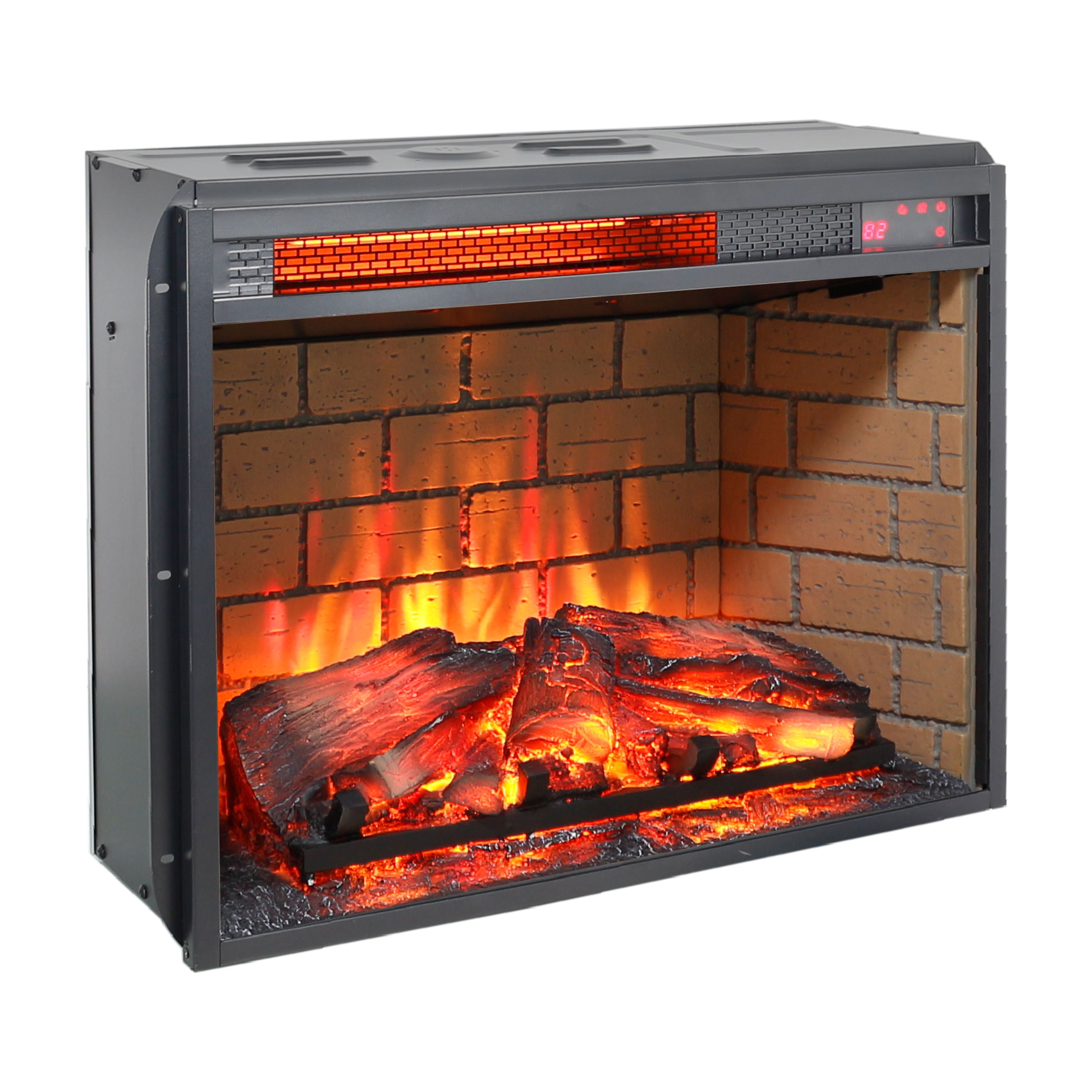 Infrared Quartz Heater Fireplace Insert -Woodlog Version With Brick