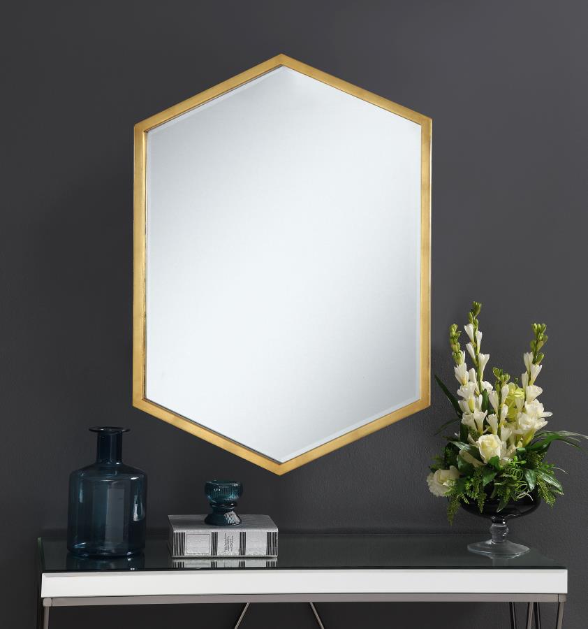 Bledel - Hexagonal Wall Mirror - Gold