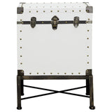 Nancy Upholstered Vintage Side Table Storage Trunk White