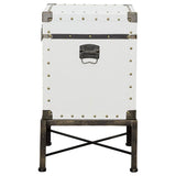 Nancy Upholstered Vintage Side Table Storage Trunk White