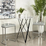 Bexter - Round Faux Marble Bistro Bar Table - Chrome by CoasterEveryday | Bel Furniture