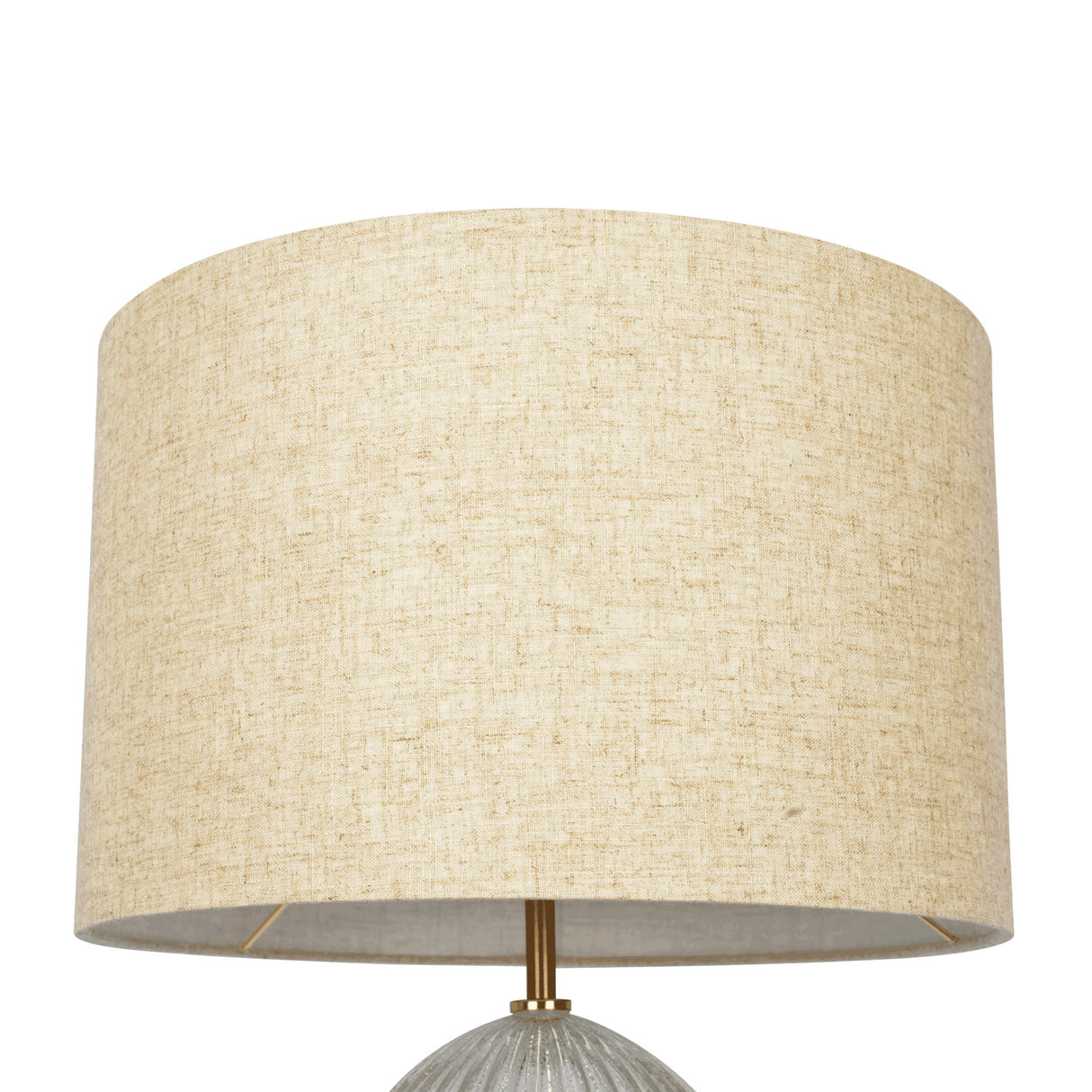 Aurora - Ribbed Lamp Base Clear Table Lamp Large Linen Shade - Beige / Clear / Gold by Ashcroft Furniture | Bel Furniture