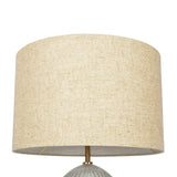 Aurora - Ribbed Lamp Base Clear Table Lamp Large Linen Shade - Beige / Clear / Gold by Ashcroft Furniture | Bel Furniture