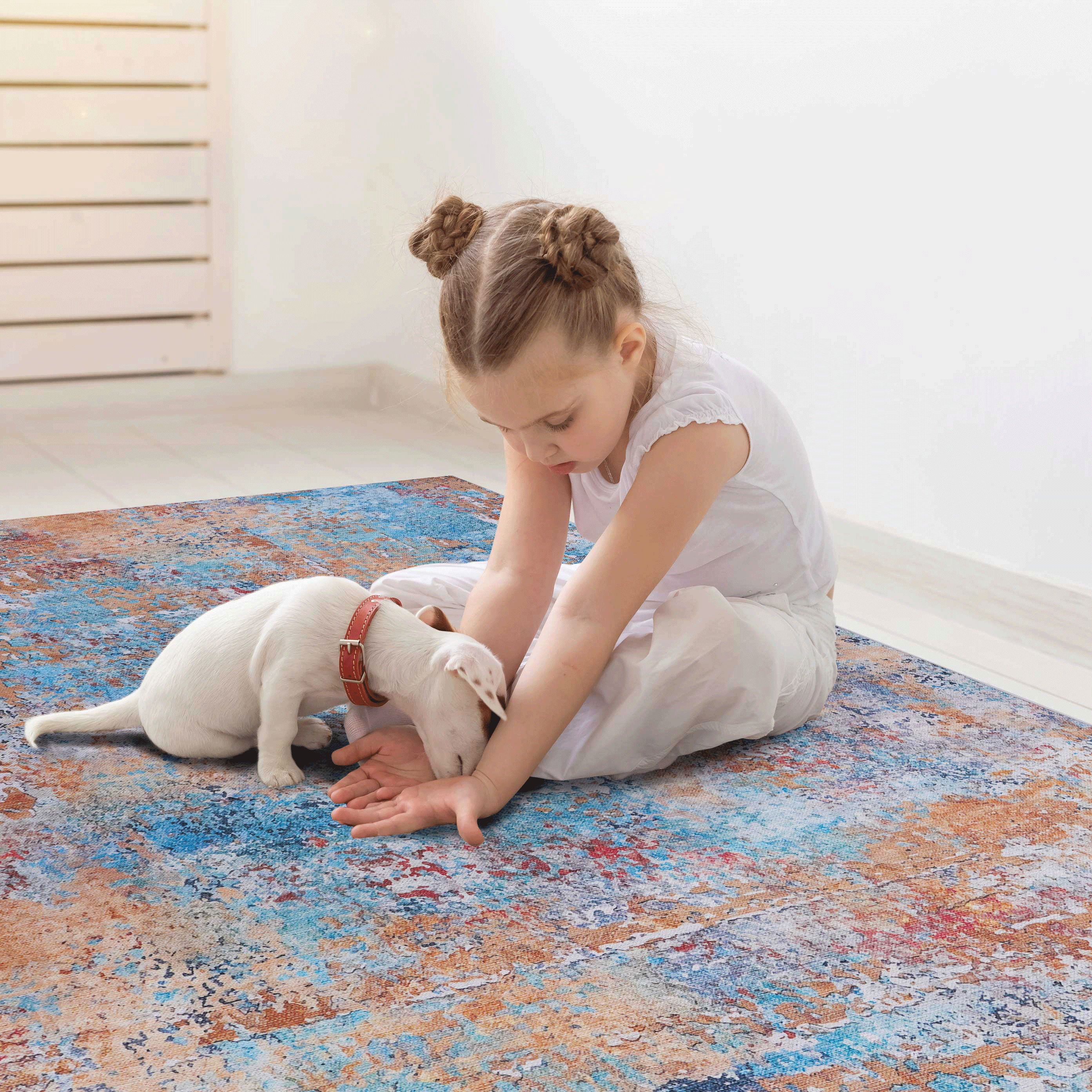 Area Rug, Washable Rug, Low-Pile, Non-Slip, Non-Shedding, Foldable, Kid & Pet Friendly Area Rugs For Living Room, Bedroom, Kitchen, Dining Room Rug, Perfect Gifts - Multi