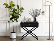 Koda - Wooden End Side Table Nightstand With Glass Top, Drawer And Metal Cross Base by Lilola Home | Bel Furniture