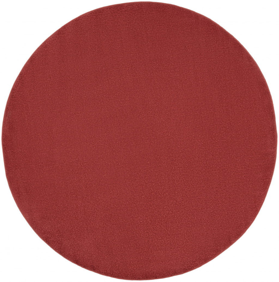 6' X 6' Round Non Skid Indoor / Outdoor Area Rug - Brick Red