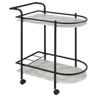Desiree - 2-Tier Faux Marble Shelf Metal Bar Cart White by CoasterEveryday | Bel Furniture