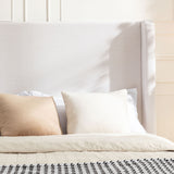 Hayden - King Size Upholstered Wingback Bed With And Tall 54" Headboard - Ivory