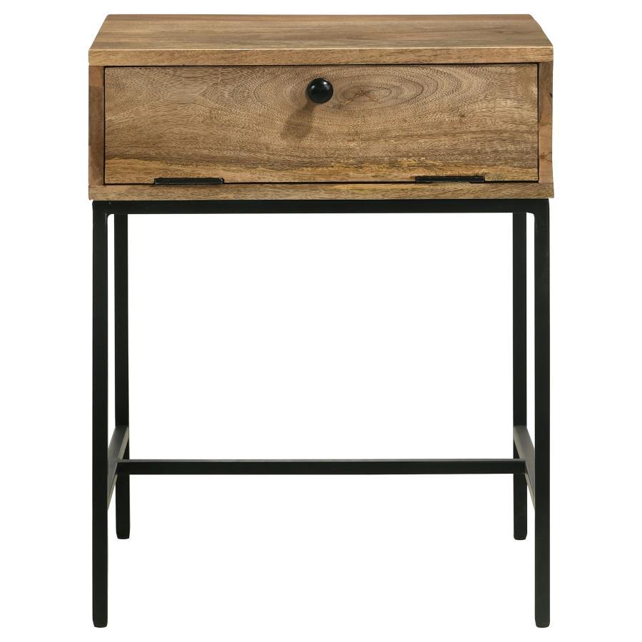 Stephie - Rectangular Side End Table With Storage - Honey Brown