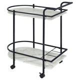 Desiree - 2-Tier Faux Marble Shelf Metal Bar Cart by CoasterEveryday | Bel Furniture