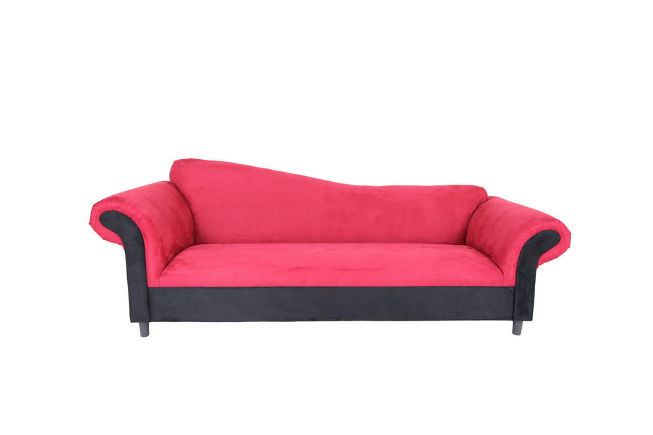 Velvet Settee With Black Legs - Red