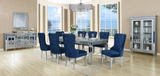 Blue Modern 3 Room Furniture Package with Tufted Queen Bed, Dining Set & Sectional Sofa
