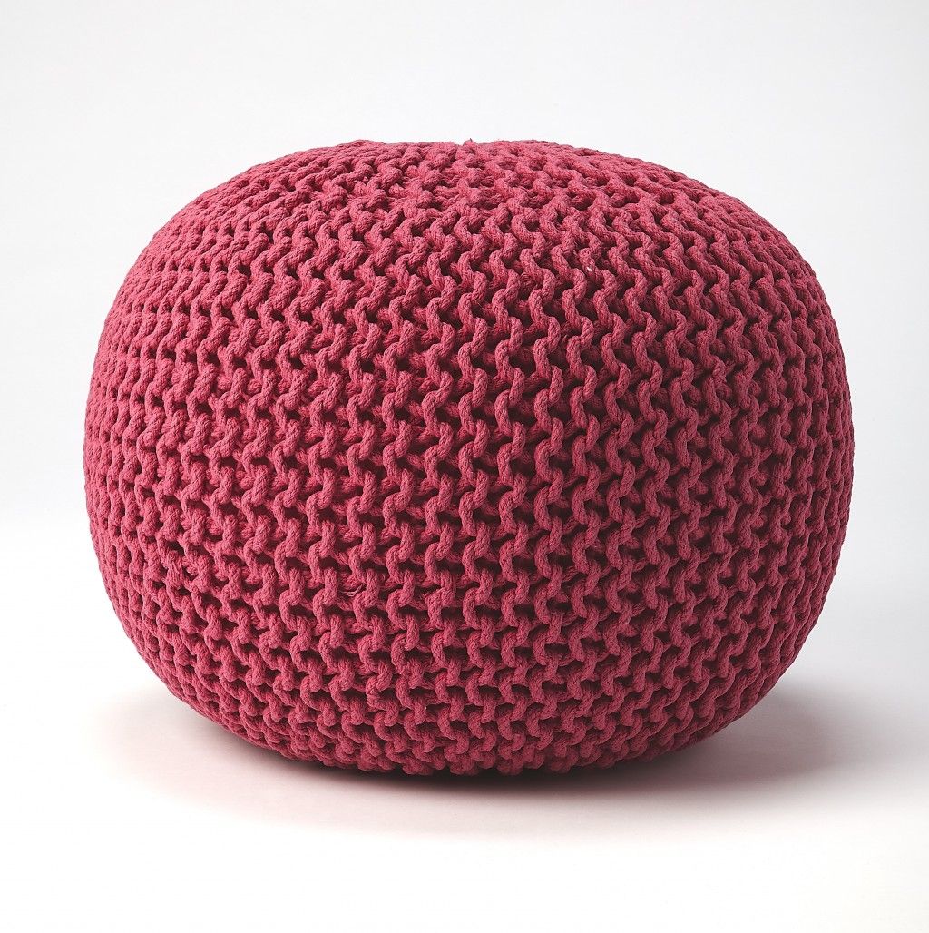 Round Pouf Ottoman - Pink