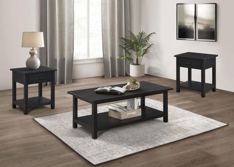 Payne - Coffee And 1-Drawer End Table Set Black 3 Pc. Coffee Table, 2 End Tables by Coaster Fine Furniture | Bel Furniture