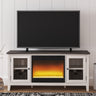 Dorrinson - TV Stand With Fireplace Insert White 2 Pc. - 60" TV Stand with Fireplace Insert Glass Stone by Signature Design by Ashley® | Bel Furniture