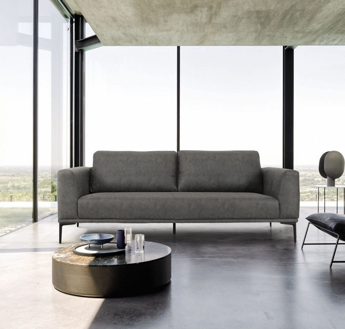 Sofa With Black Legs - Dark Gray