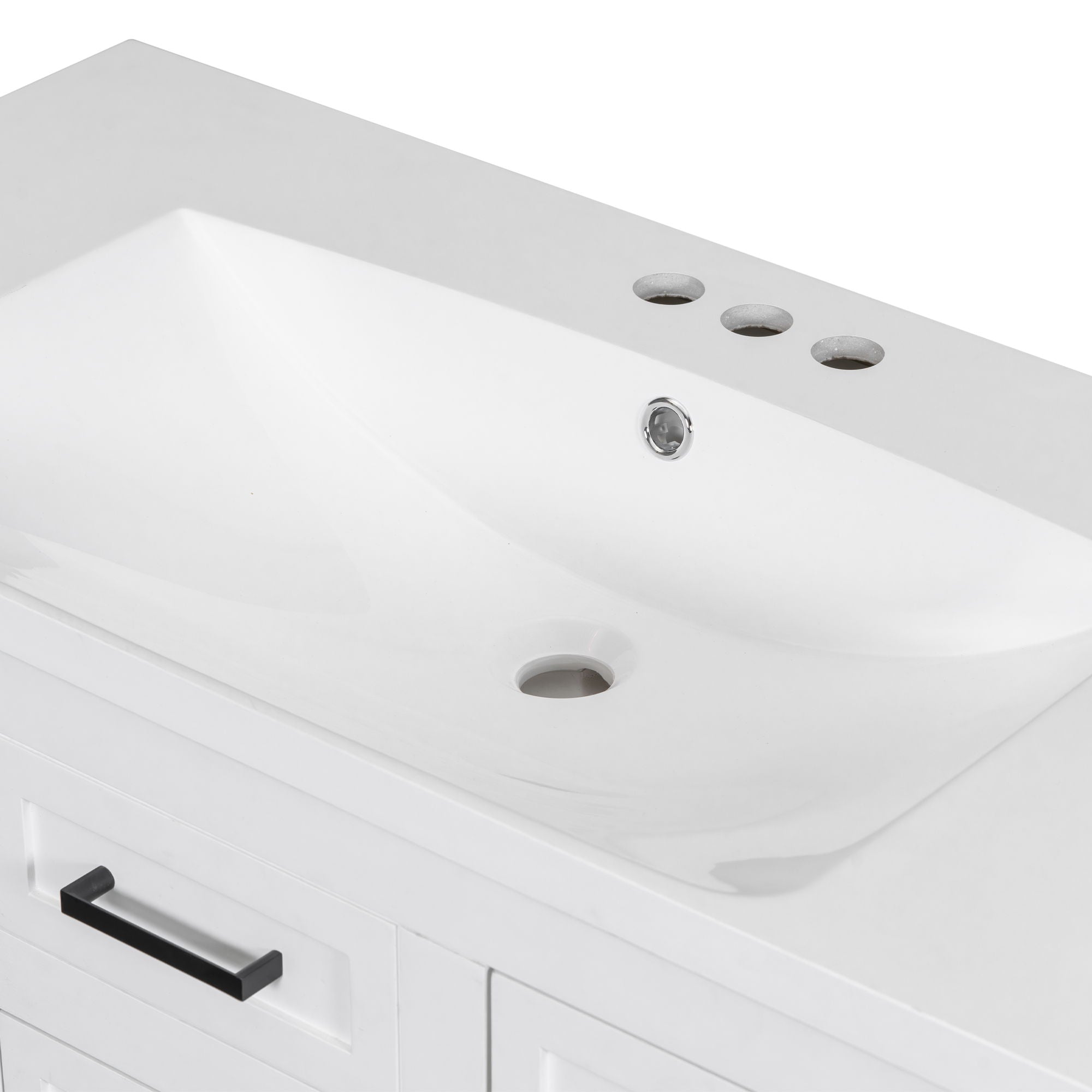 Bathroom Vanity Cabinet With Resin Integrated Sink 4 Drawers, 2 Doors - White