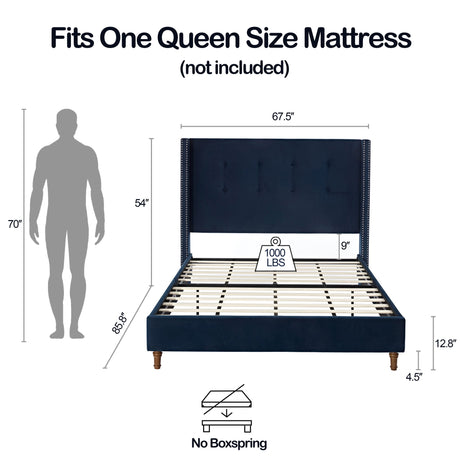 Peyton - Upholstered Bed With 54" High Headboard, Traditional Hand Buttoned Tufting by House & Home Furniture | Bel Furniture