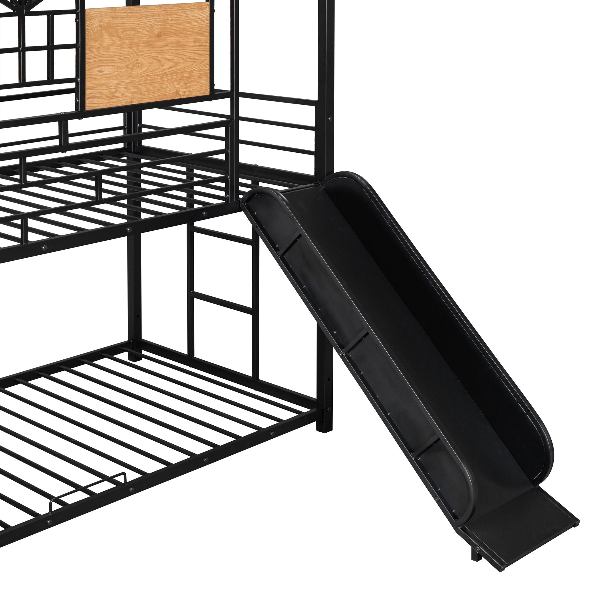 Metal Bunk Bed, Metal Housebed With Slide And Storage Stair