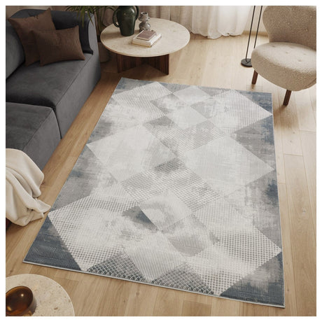 Geometrix - 5'3" X 7'3" Area Rug With Geometric, 3D Effect - Gray / Ivory - view 6