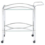 Shadix - 2-Tier Rectangular Glass Shelf Metal Bar Cart - Chrome