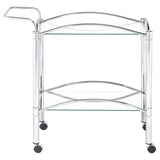 Shadix - 2-Tier Rectangular Glass Shelf Metal Bar Cart - Chrome
