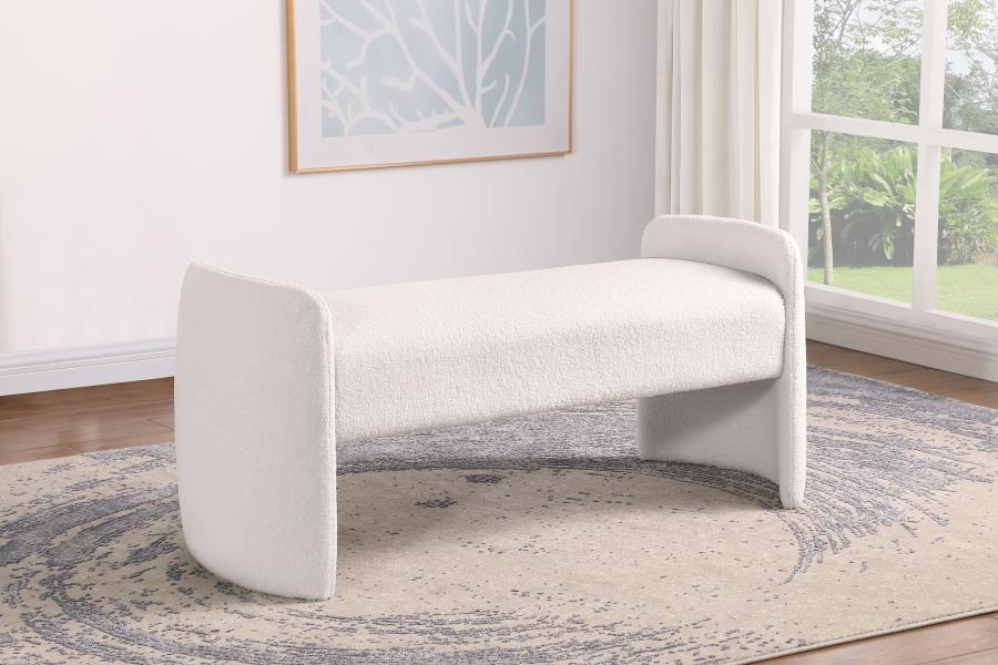 Peoria - Velvet Upholstered Accent Bench - Ivory