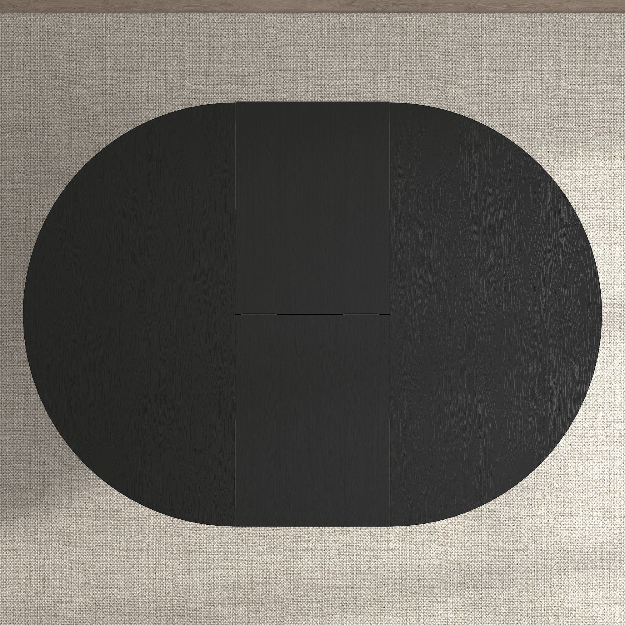 Dining Table For Farmhouse Kitchen Expandable Oval Table Top With Removable Leaf Trestle X Shaped Base - Black