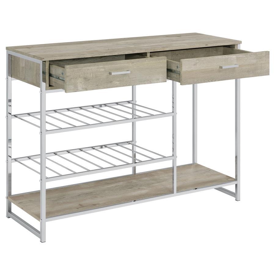 Melrose - 2-Drawer Home Bar Storage With Wine Rack Gray - Gray by Coaster Fine Furniture | Bel Furniture