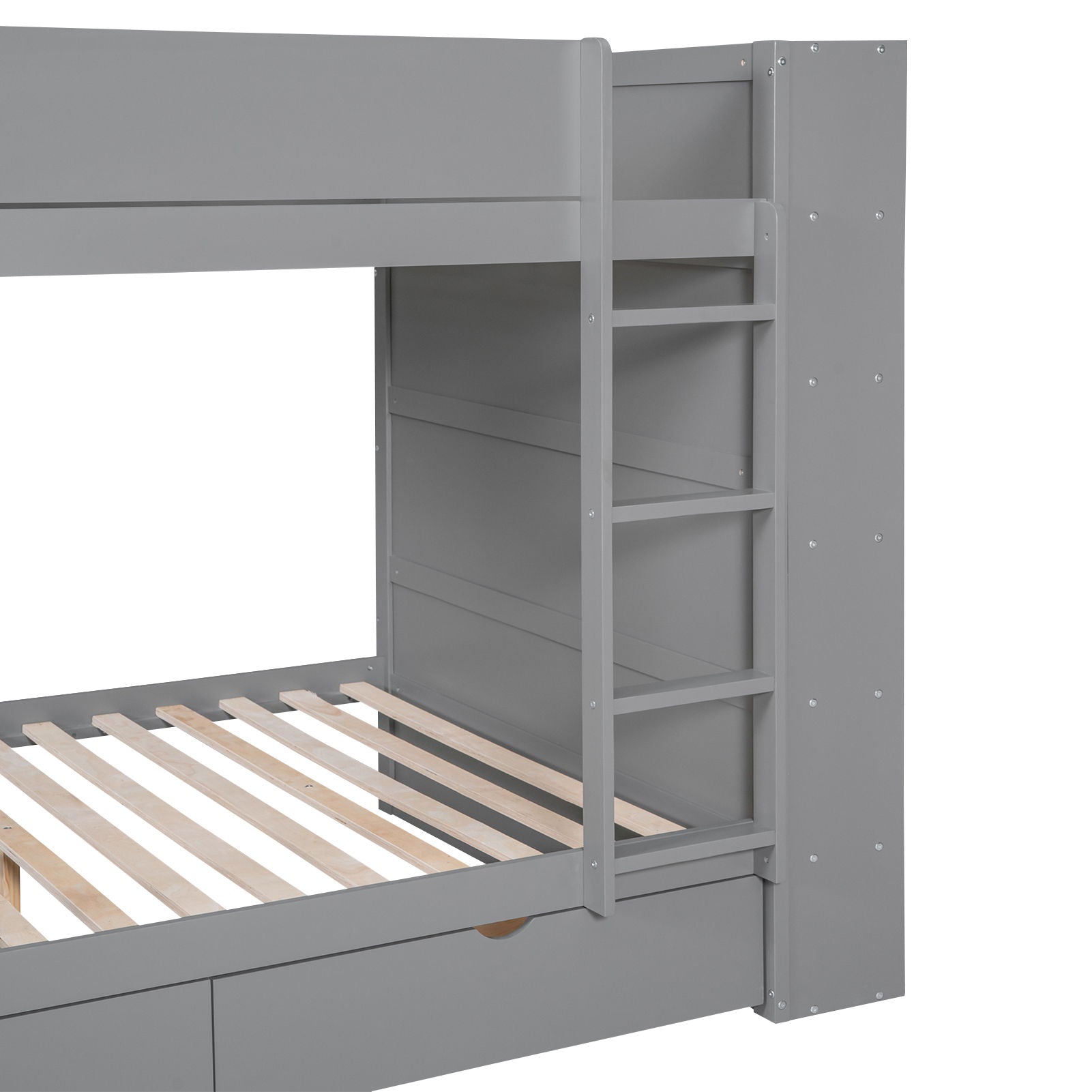 Full Over Full Bunk Bed With 2 Drawers And Multi - Layer Cabinet