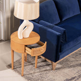 Cabana - Round Cane Storage Side Table - Natural Brown Oak by Jennifer Taylor Home | Bel Furniture