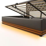 Upholstered Bed, 360 Surround LED Function, Remote Control, Hydraulic Storage Bed With USB, Type-C Charging (Without Mattress)