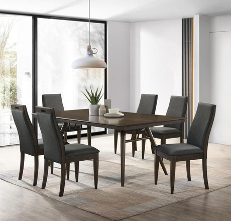 Wes - Rectangular Dining Table Set Dark Gray 7 Pc. Table, 6 Chairs by CoasterEssence | Bel Furniture