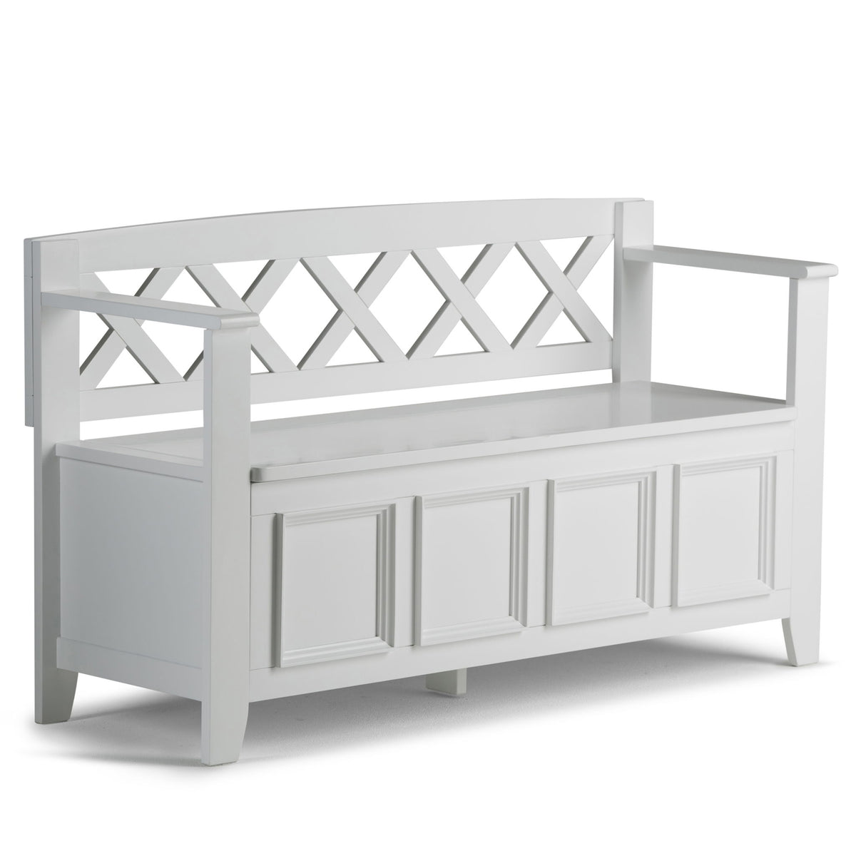 Amherst - Handcrafted Entryway Storage Bench White by Simpli-Home | Bel Furniture