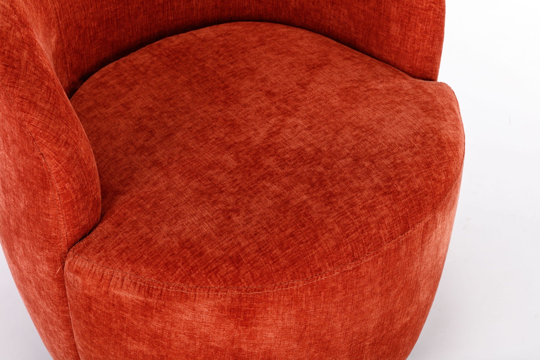 Chenille Fabric Swivel Accent Armchair Barrel Chair With Powder Coating Metal Ring