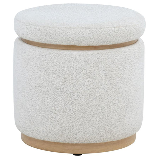 Remuda - Boucle Upholstered Round Storage Ottoman - Ivory