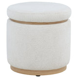Remuda - Boucle Upholstered Round Storage Ottoman - Ivory