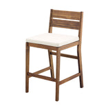 Modern 2 Piece Solid Acacia Wood Counter Stools With Cushion - Dark Brown by Walker Edison | Bel Furniture