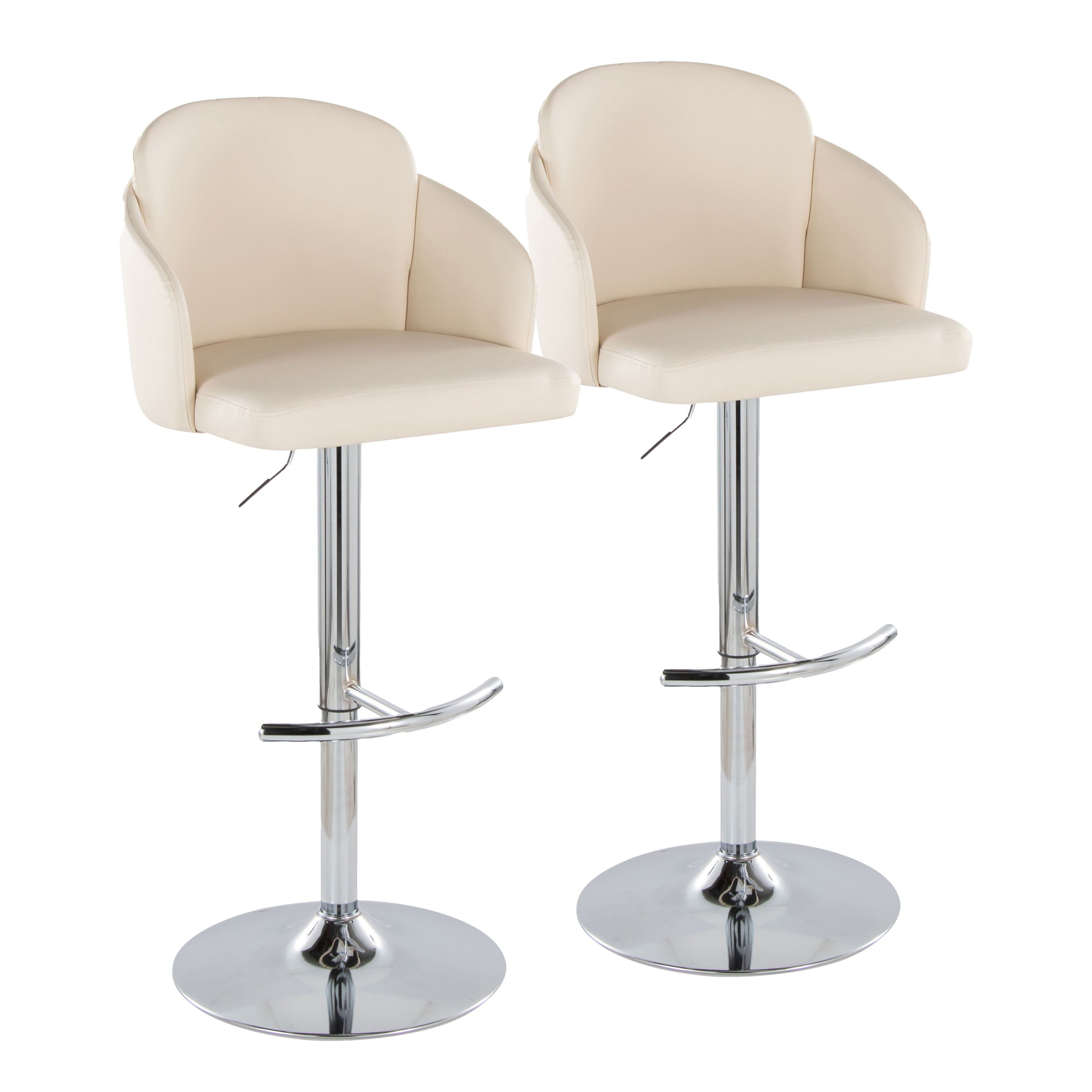 Dahlia - Contemporary Adjustable Barstool With Swivel With Rounded T Footrest (Set of 2)