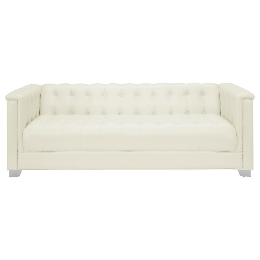 Chaviano - Upholstered Track Arm Sofa - Pearl White