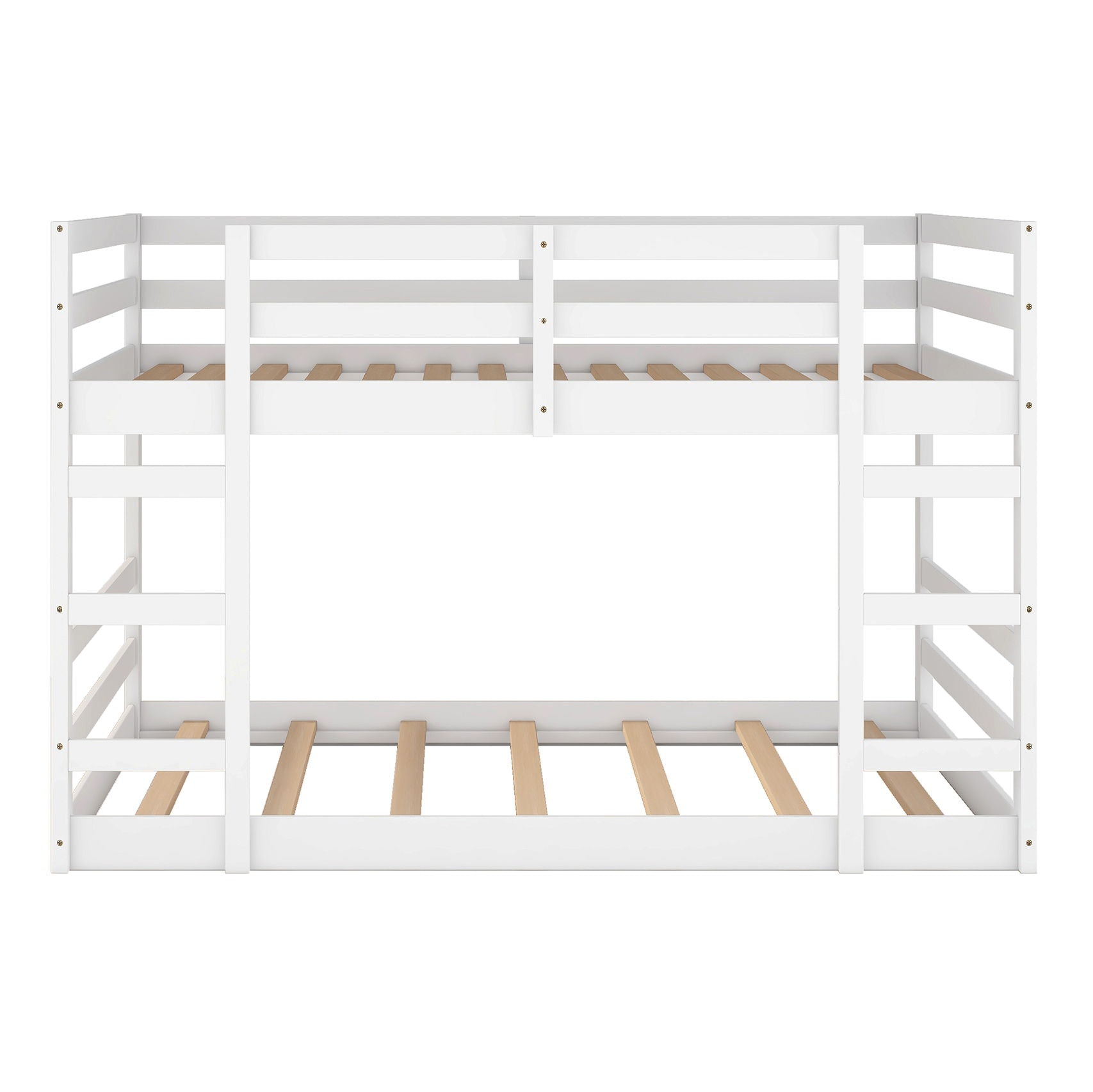 Full Over Full Bunk Bed With Ladder - White