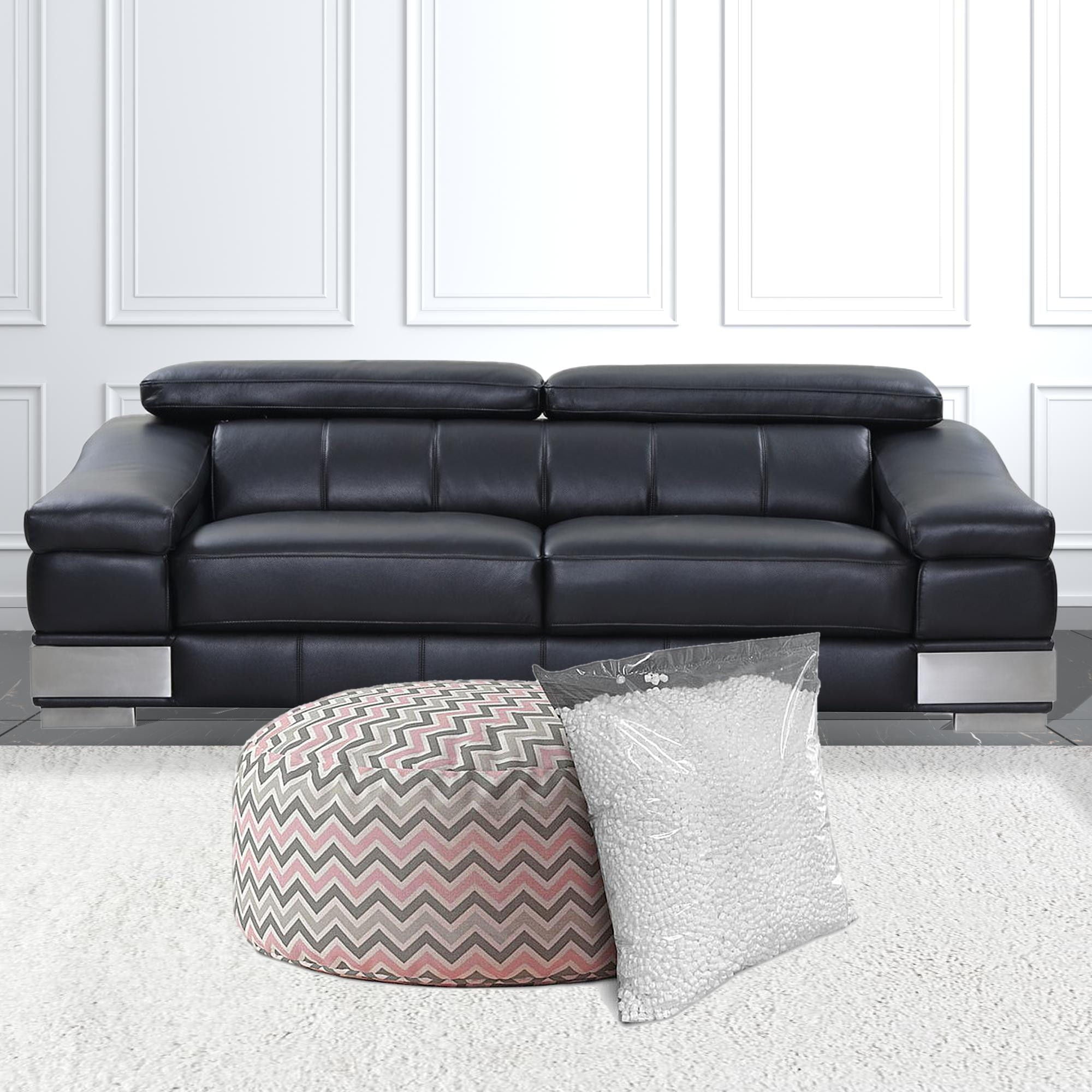 Twill Round Chevron Pouf Cover - Gray