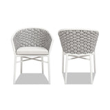 Rowan - Rope Barrel Back Patio Dining Chairs (Set of 2) - Optic White by Jennifer Taylor Home | Bel Furniture