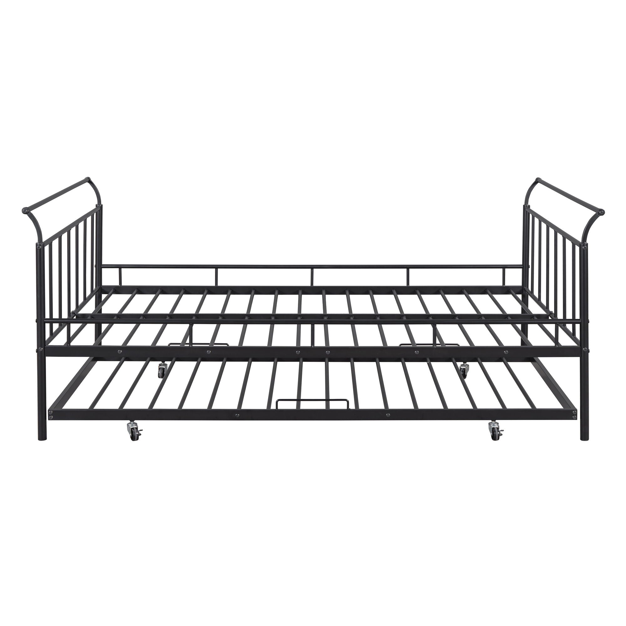 Metal Daybed With Curved Handle Design And Trundle